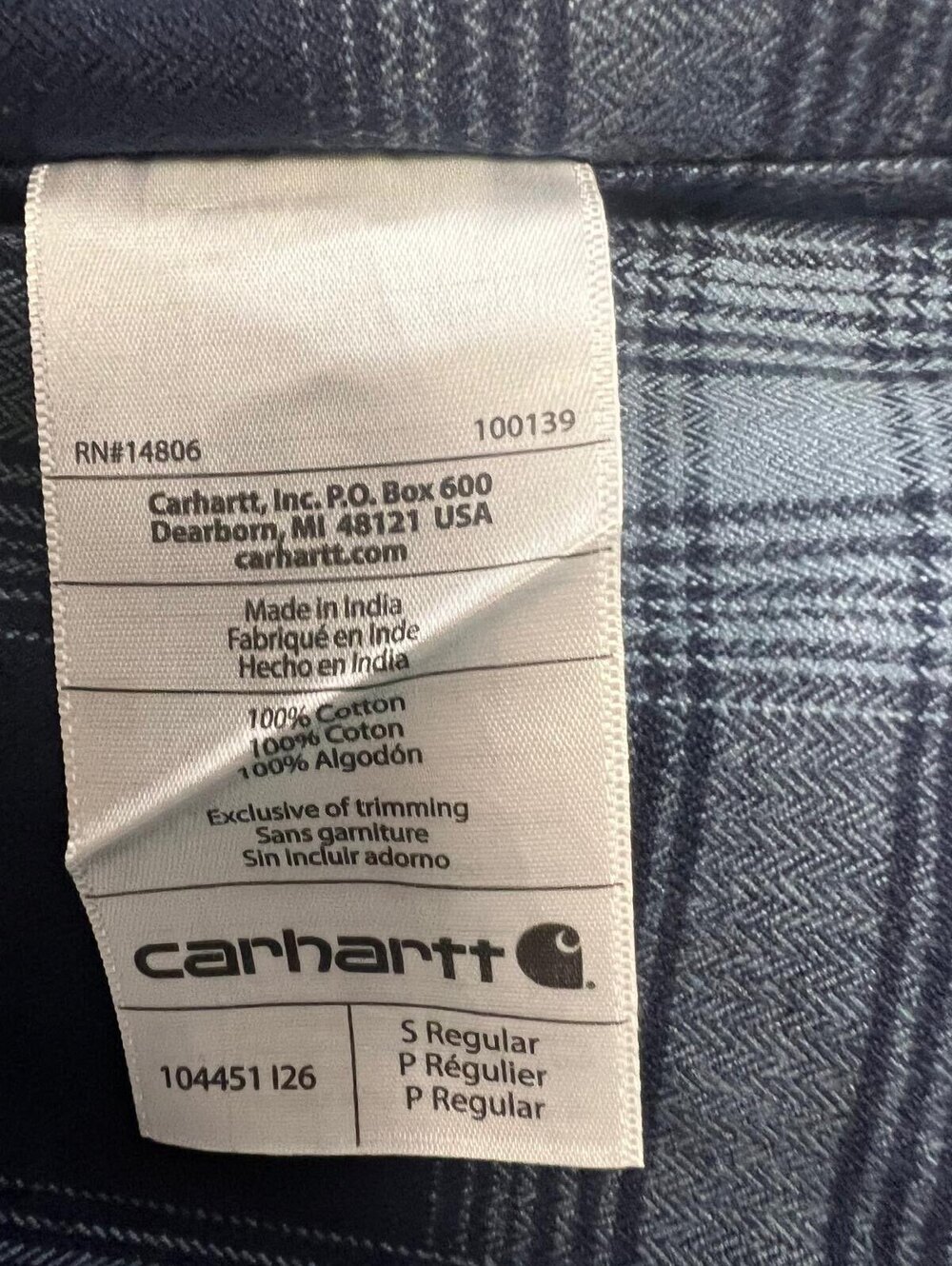 Carhartt Button-Up Plaid Shirt Blue and Brown Small Original Fit - Picture 5 of 11